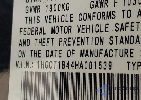 2017 Honda Accord Lx-S from USA, damaged, VIN 1HGCT1B44HA001539